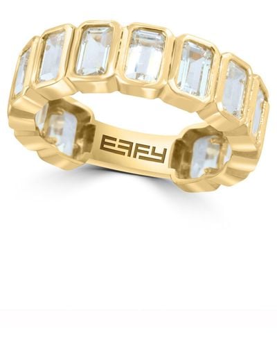 Effy 14k Yellow Gold Baguette White Topaz Ring - Metallic