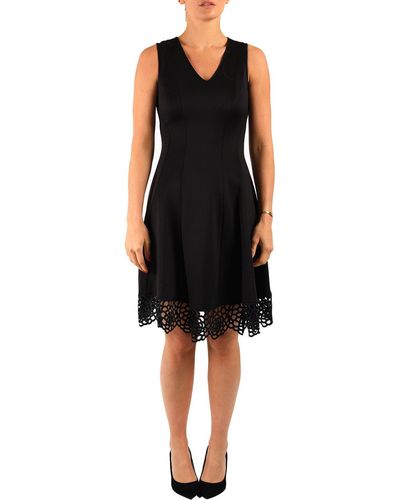 Donna Ricco V-neck Fit & Flare Dress - Black