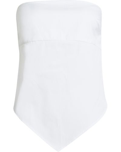 Open Edit Tie Back Strapless Handkerchief Top - White