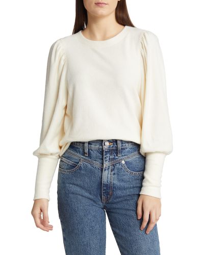 Madewell Puff Sleeve Brushed Jersey Top - Blue