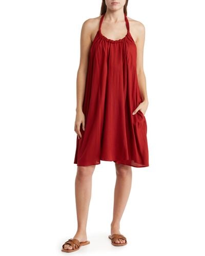Elan Halter Neck Cover-up Dress - Red