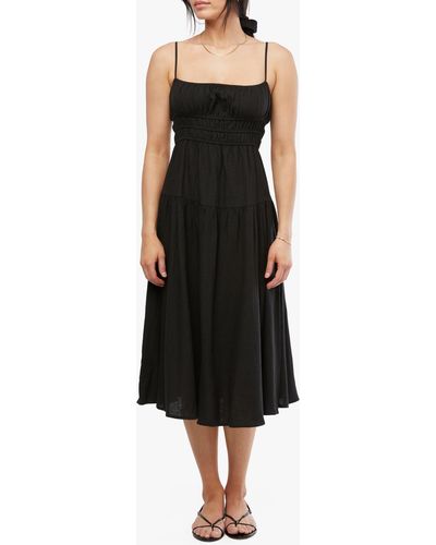 WeWoreWhat Scrunchie Linen Blend Midi Dress - Black