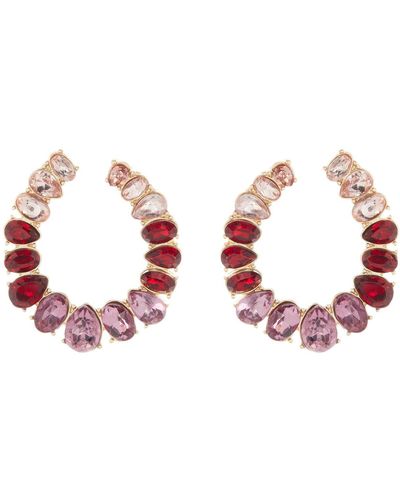Anne Klein Crystal Oval Earrings - Red