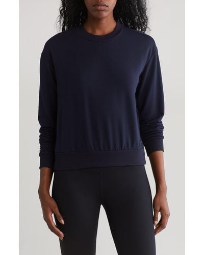 90 Degrees Missy Terry Brushed Long Sleeve - Blue