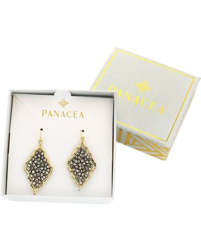 Panacea Crystal Bead Drop Earrings - White