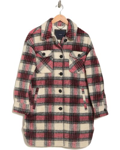 Lucky Brand Repeat Body Plaid Shacket In Ivory Red Plaid At Nordstrom Rack