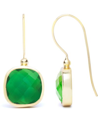 Saachi Cushion Stone Drop Earrings - Green