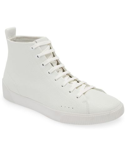 BOSS Zero Hi-top Leather Sneaker - White