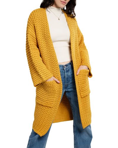 Saachi Knit Open Front Cardigan - Yellow