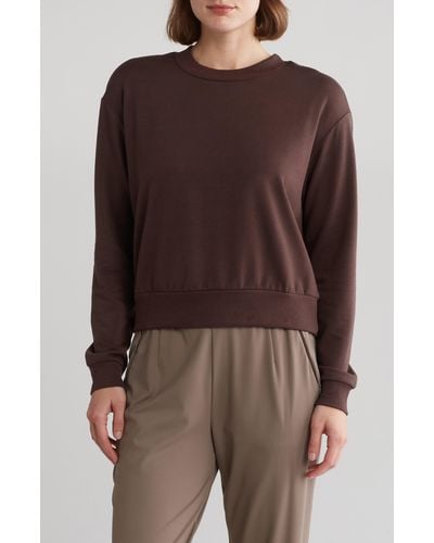 90 Degrees Missy Terry Brushed Long Sleeve - Brown