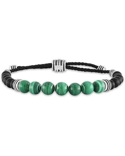 Esquire Malachite & Onyx Beaded Slider Bracelet - Green