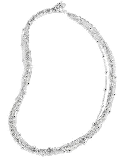 Savvy Cie Jewels Rhodium Plated Multi-strand Toggle Necklace - White