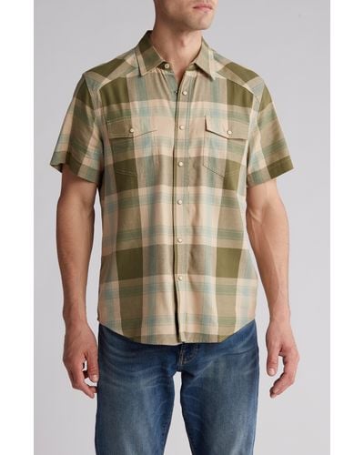 Lucky Brand Herringbone Workwear Western Short Sleeve Button-up Shirt - Multicolor