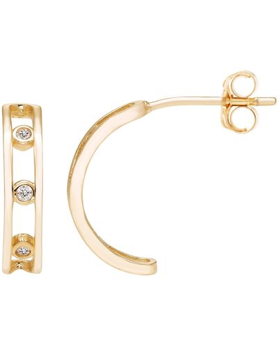 A.m. A & M 14k Gold Square Link Huggie Hoop Earrings - White
