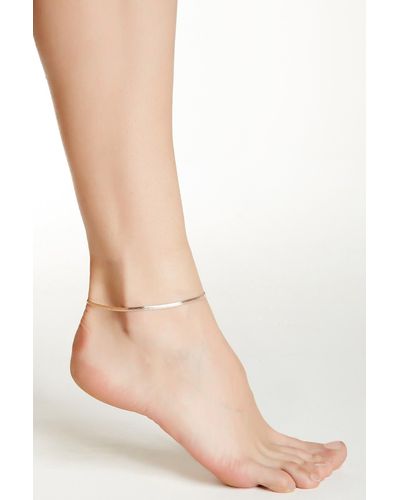 KARAT RUSH Italian Two-tone Reversible Flat Chain Anklet - Natural