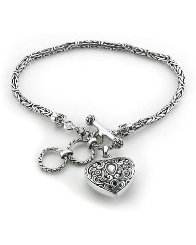 Samuel B. Sterling Silver Heart Charm Bracelet - Metallic