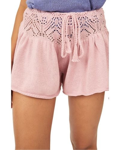 Free People Free-est Lily Fauxchet Sweater Shorts - Pink
