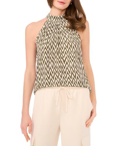 Halogen® Print Sleeveless Top - Natural