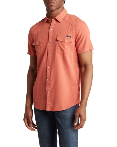 Lucky Brand Western Workwear Short Sleeve Shirt - Orange