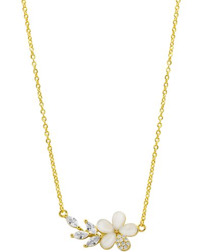 Adornia Crystal & Opal Flower Pendant Necklace - Metallic