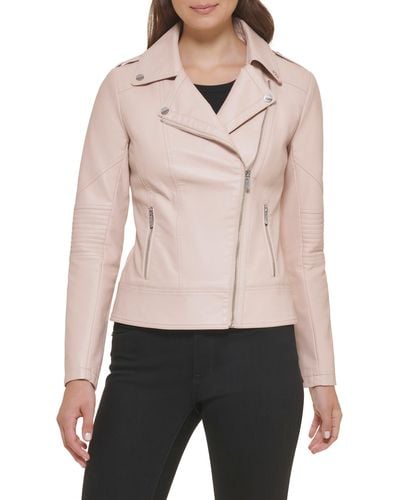 Womens FJ053 Zipper Pockets Asymmetrical Leather Jacket