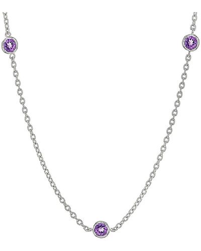 Judith Ripka Sterling Silver Bezel Set Cz 5-station Necklace - Metallic