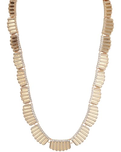 Anne Klein Crystal Scallop Collar Necklace - Metallic