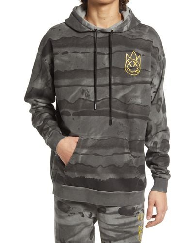 Cult Of Individuality Oversize Stripe Cotton Pullover Hoodie - Gray