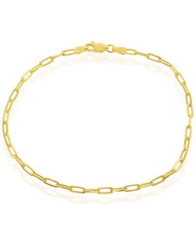 Simona 14k Yellow Gold Plated Sterling Silver 2.8mm Paper Clip Chain Anklet - Metallic