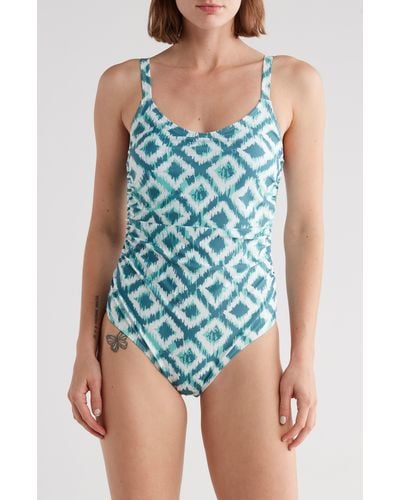 Nicole Miller Side Ruching One-piece Swimsuit - Blue