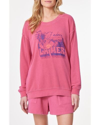 C&C California Valley Sun Washed Terry Pullover Sweater - Pink