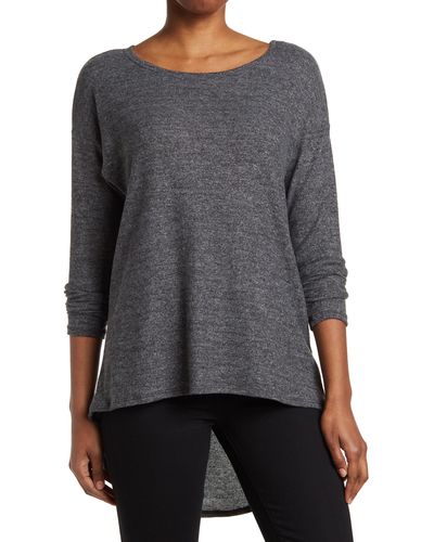 Go Couture Boatneck Hi-low Tunic Sweater - Gray