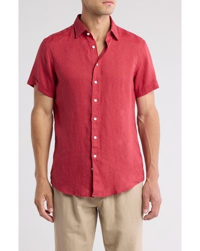 Rodd & Gunn Gray Lynn Linen Short Sleeve Button-up Shirt - Red