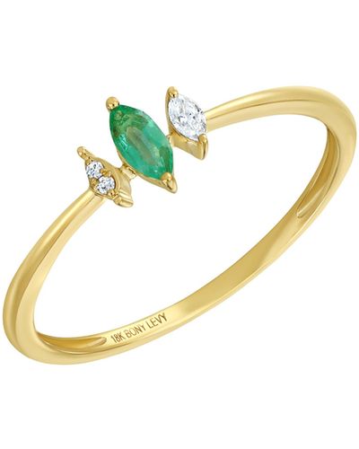 Bony Levy El Mar 18k Gold Diamond & Emerald Stacking Ring - Blue