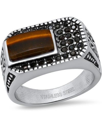 HMY Jewelry Tiger's Eye & Cz Ring - Multicolor
