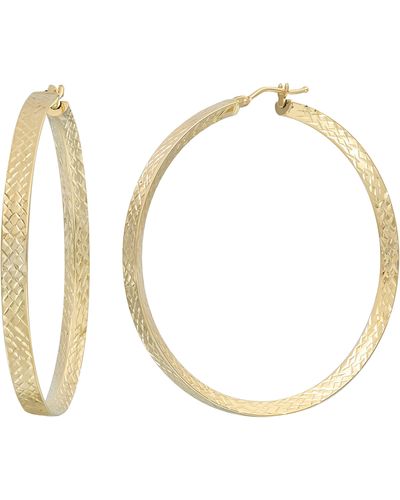Bony Levy 14k Gold Textured Hoop Earrings - White