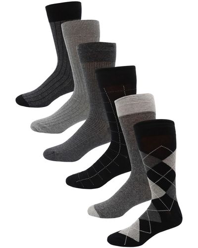 Lorenzo Uomo 6-pack Assorted Cotton Blend Dress Socks - Black