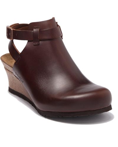 Birkenstock Esra Wedge Leather Clog - Discontinued - Brown