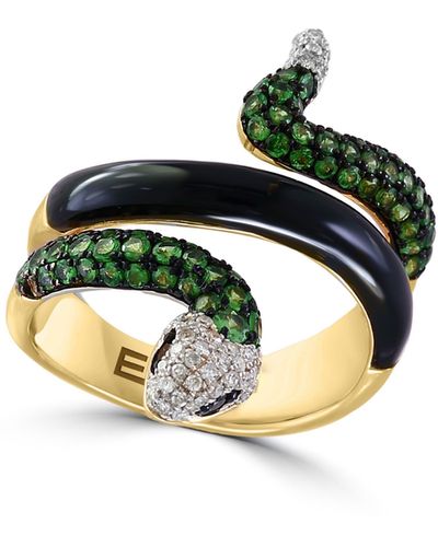 Effy 14k Gold Diamond & Tsavorite Snake Coil Ring - Multicolor