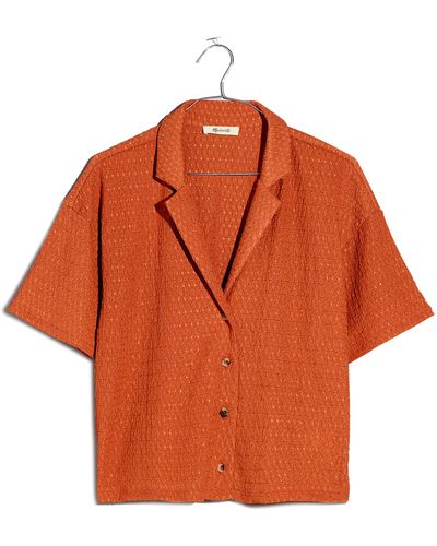 Madewell Crinkle Knit Button-up Top - Orange