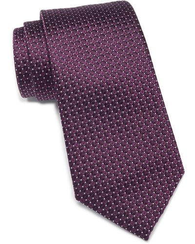 Duchamp Neat Dot Silk Tie - Purple