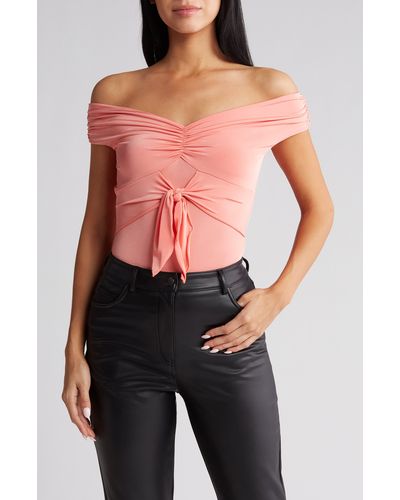 Vici Collection Look This Way Off The Shoulder Bodysuit - Red
