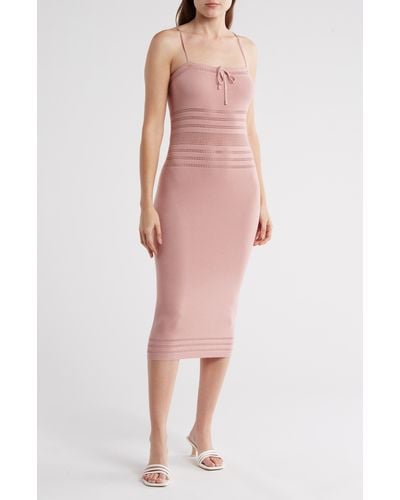Bebe Pointelle Detail Knit Dress - Pink