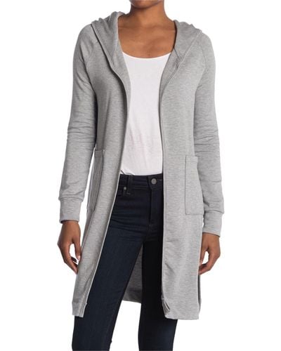 Go Couture Knit Hooded Duster - Gray