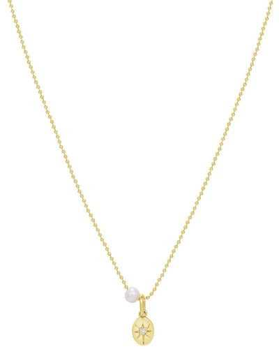 Ron Hami 14k Yellow Gold 3-3.5mm Cultured Pearl & Diamond Medallion Pendant Necklace - Metallic