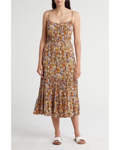 WEST K Floral Tiered Midi Sundress - Natural