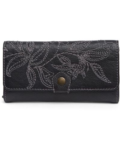 Frye Hadley Embroidered Snap Continental Wallet - Gray
