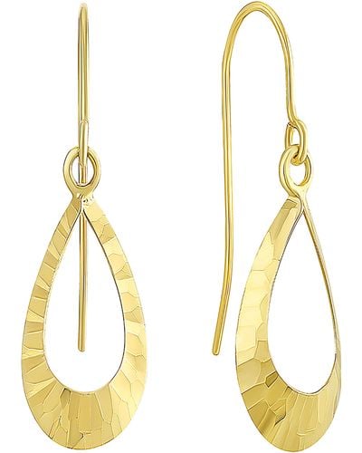 CANDELA JEWELRY 10k Gold Oval Drop Earrings - Metallic