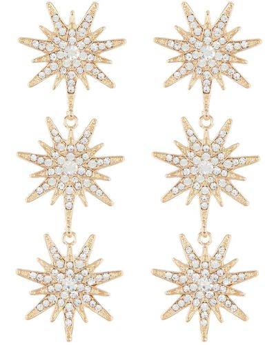 Tasha Pavé Crystal Triple Star Drop Earrings - White