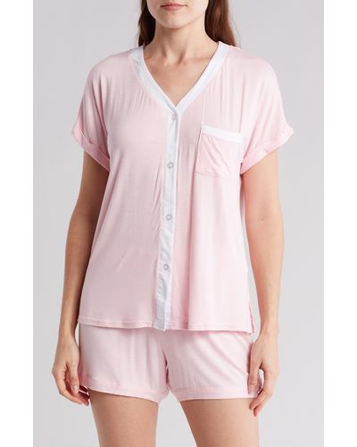 Anne Klein Contrast Trim Shorts Pajamas - Pink